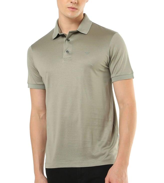 emporio armani green regular fit blended polo t-shirt