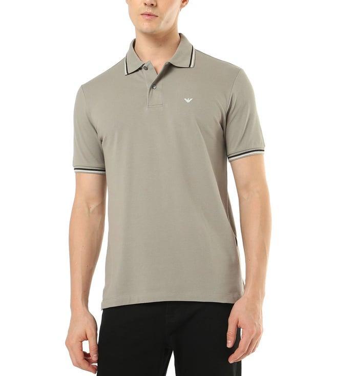 emporio armani grey regular fit blended polo t-shirt