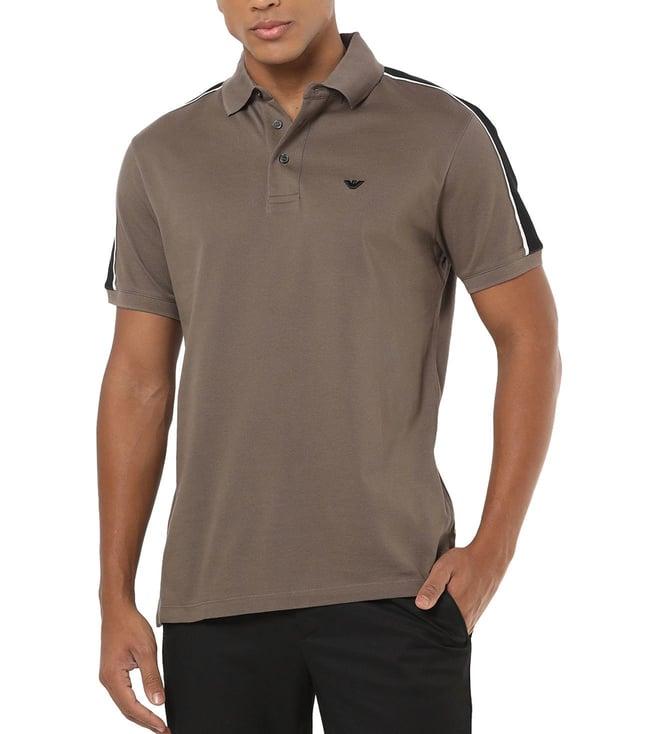 emporio armani grey regular fit cotton polo t-shirt