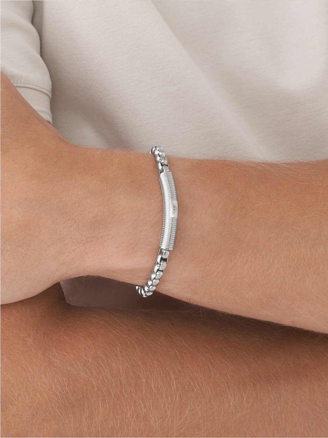 emporio armani men silver-toned link bracelet