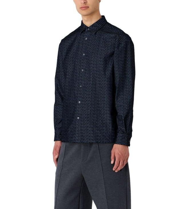 emporio armani navy cotton regular fit shirt