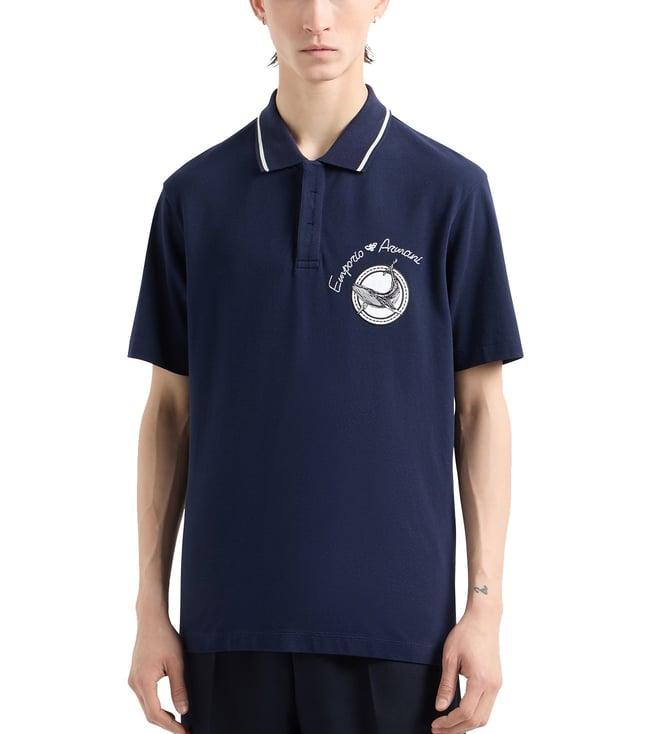 emporio armani navy marine logo tipped collar polo t-shirt