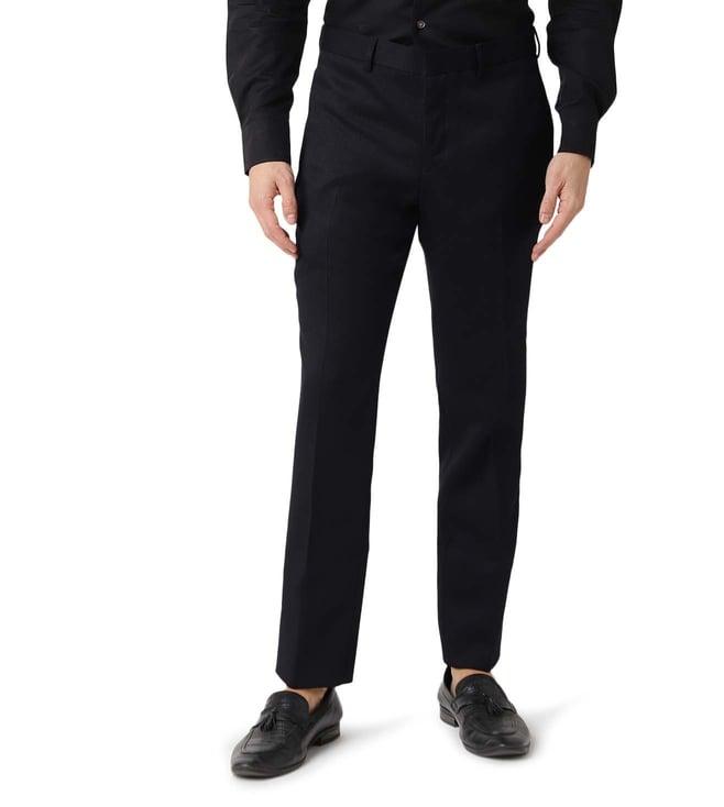 emporio armani navy regular fit trousers