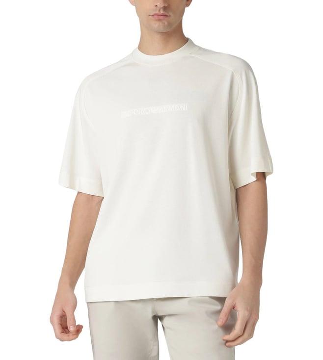 emporio armani off-white half sleeves jersey t-shirt