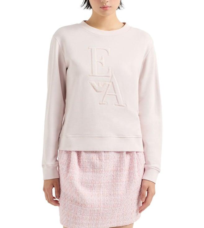 emporio armani pink full-sleeve sweatshirt with embroidery logo