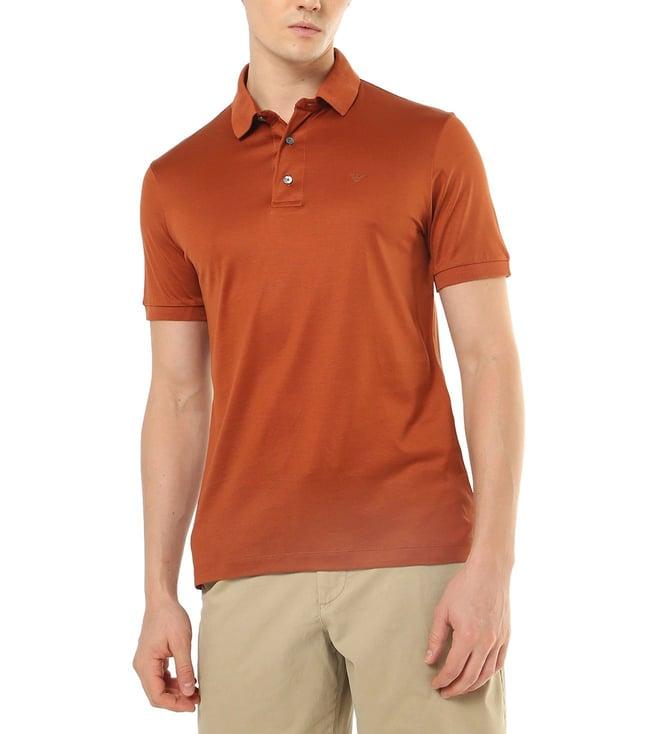 emporio armani red regular fit blended polo t-shirt