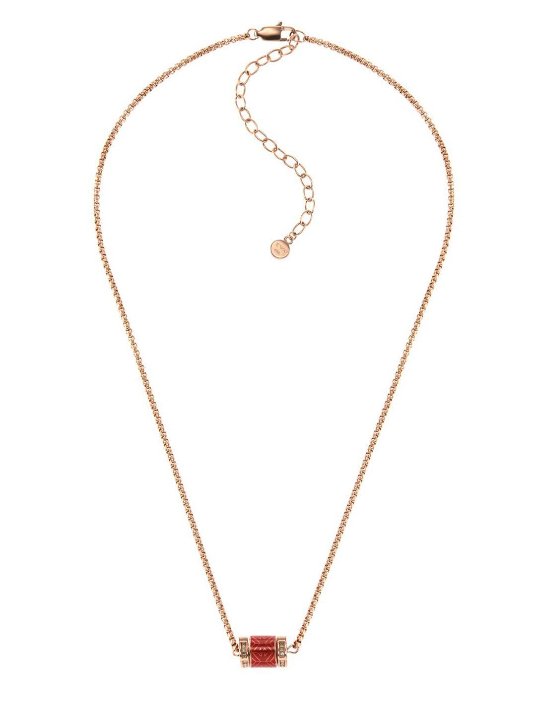 emporio armani rose gold & maroon rose gold-plated chain