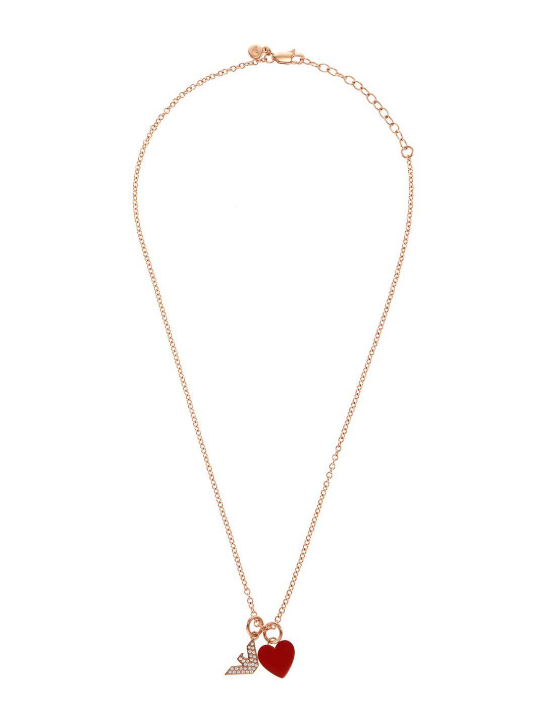 emporio armani rose gold & red stainless steel necklace