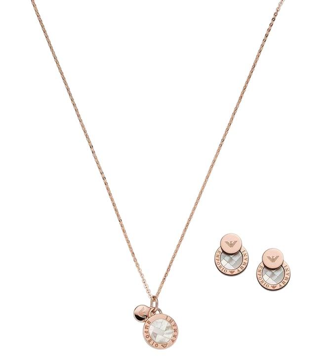 emporio armani rose gold necklace & earring set