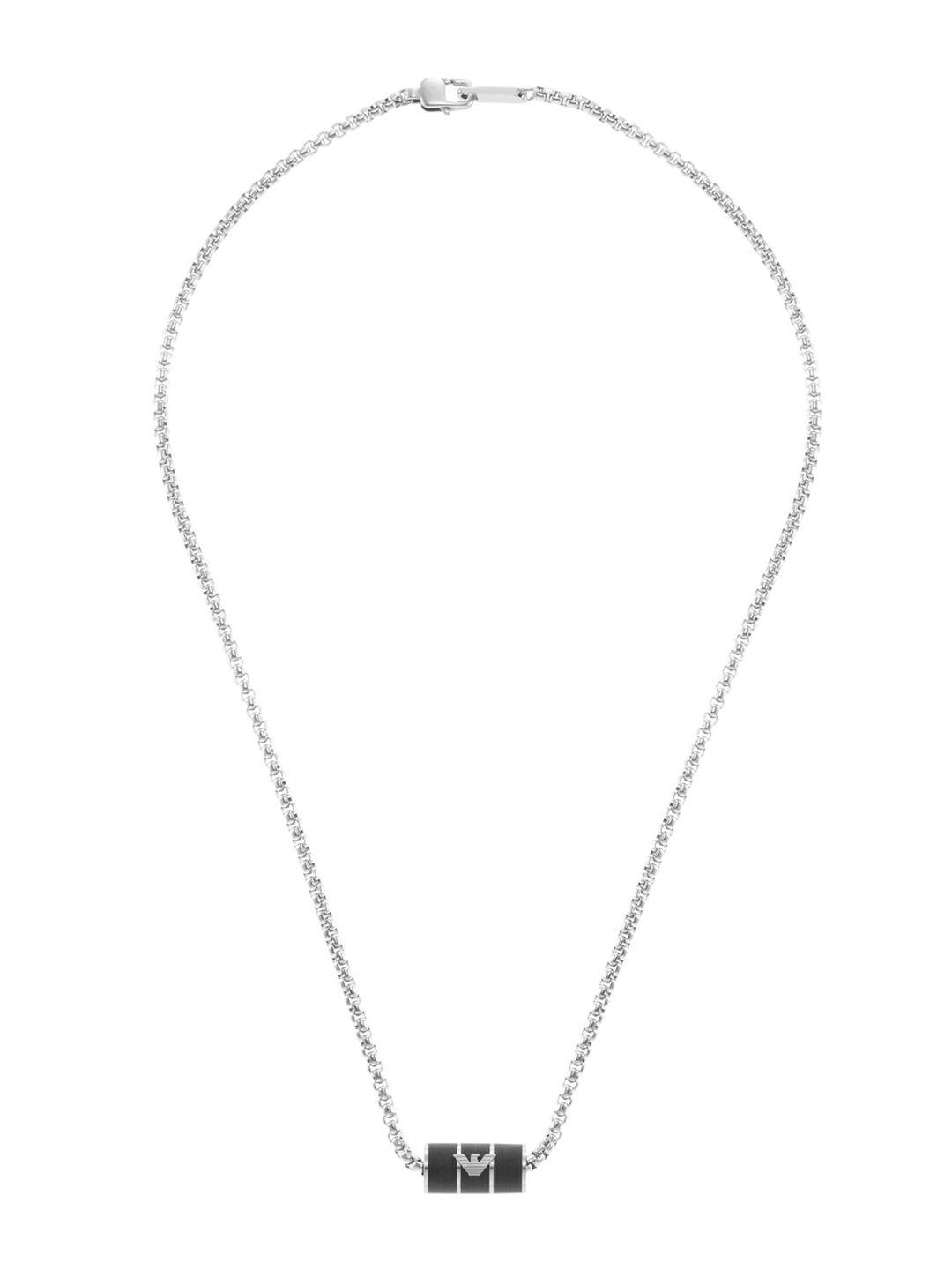emporio armani silver-toned & black necklace