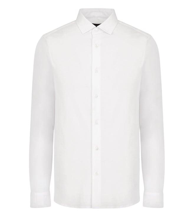 emporio armani white blended regular fit shirt