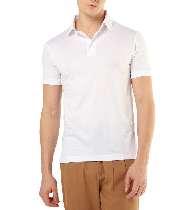 emporio armani white regular fit blended polo t-shirt