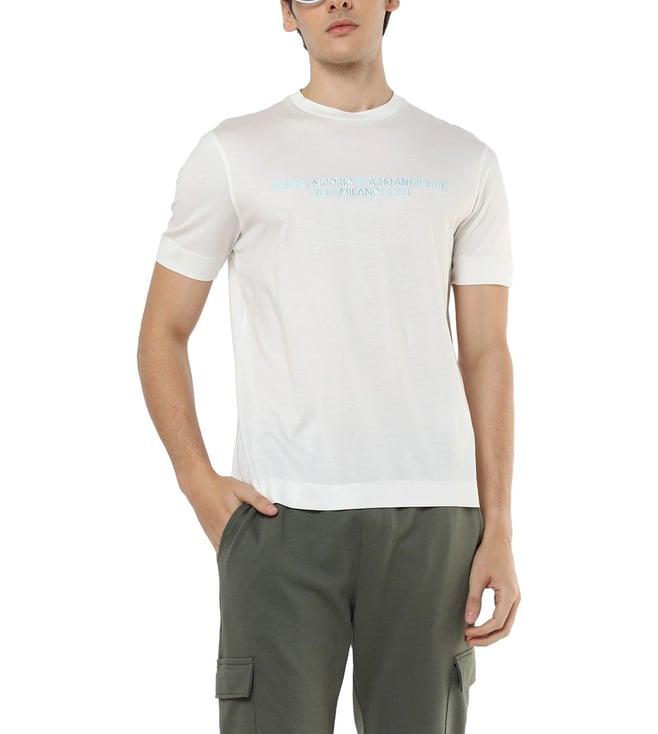 emporio armani white regular fit blended t-shirt