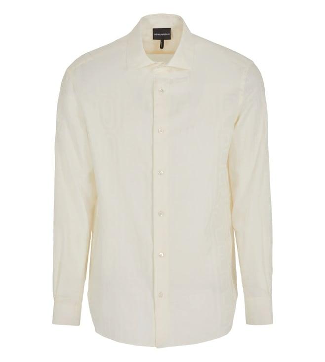 emporio armani white regular fit cotton shirt