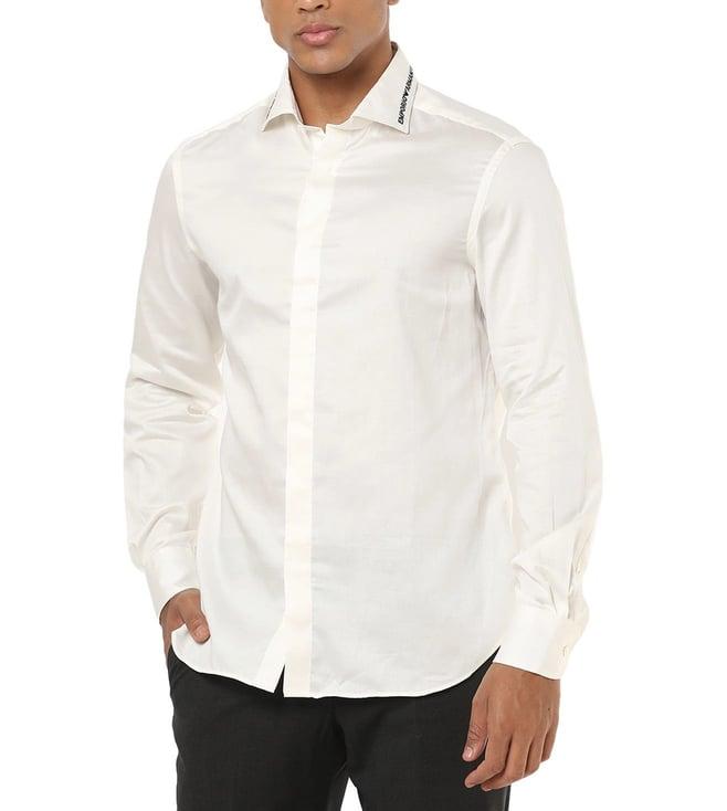 emporio armani white regular fit cotton shirt