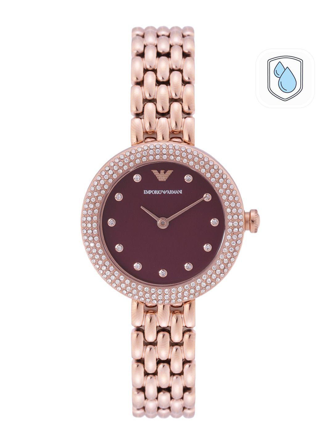 emporio armani women maroon analogue watch ar11491