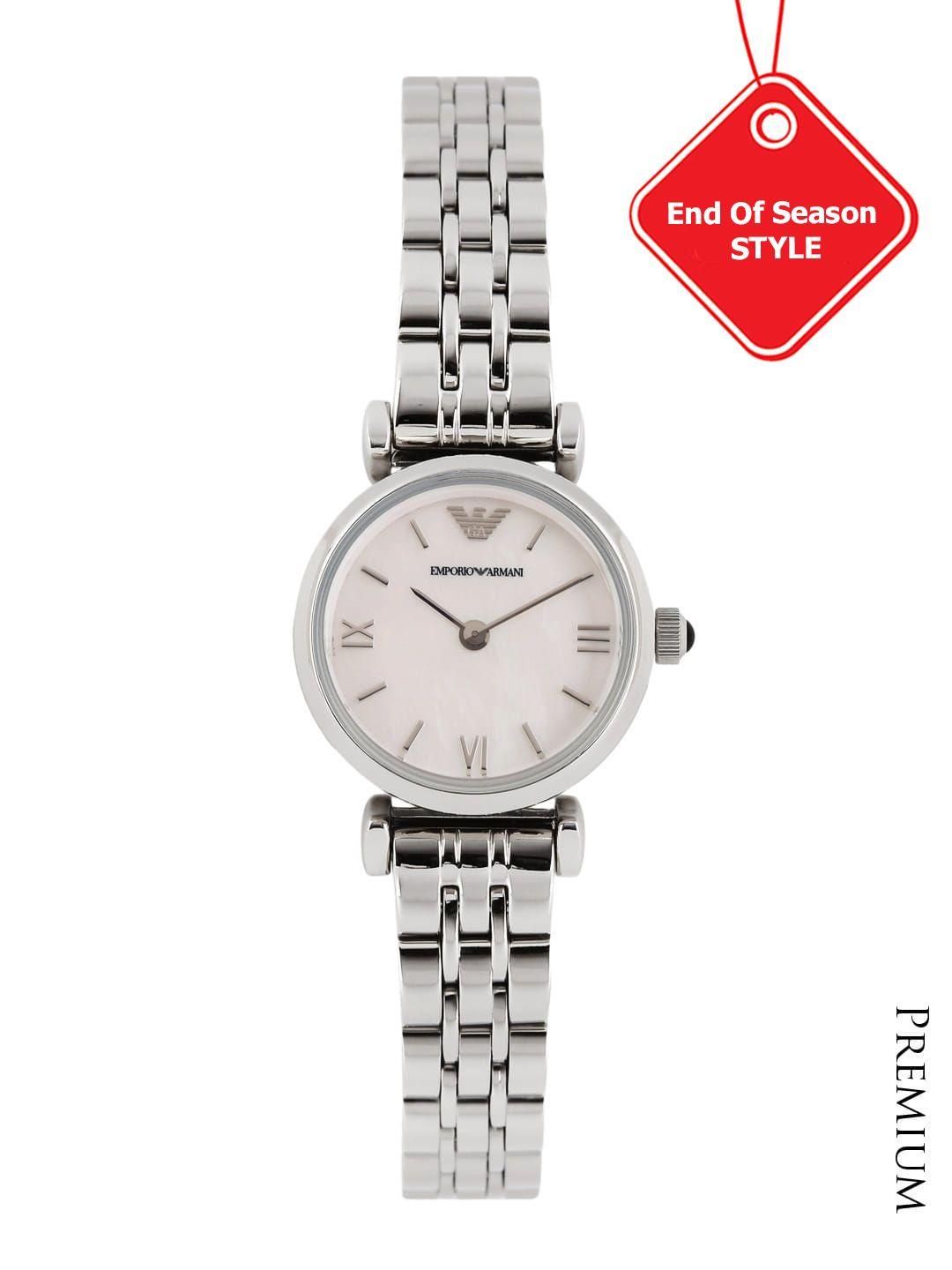 emporio armani women pearly white dial watch ar1763i