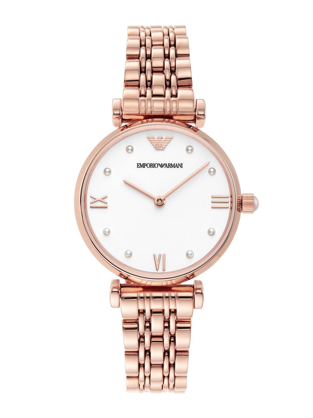 emporio armani women white analogue watch ar11267