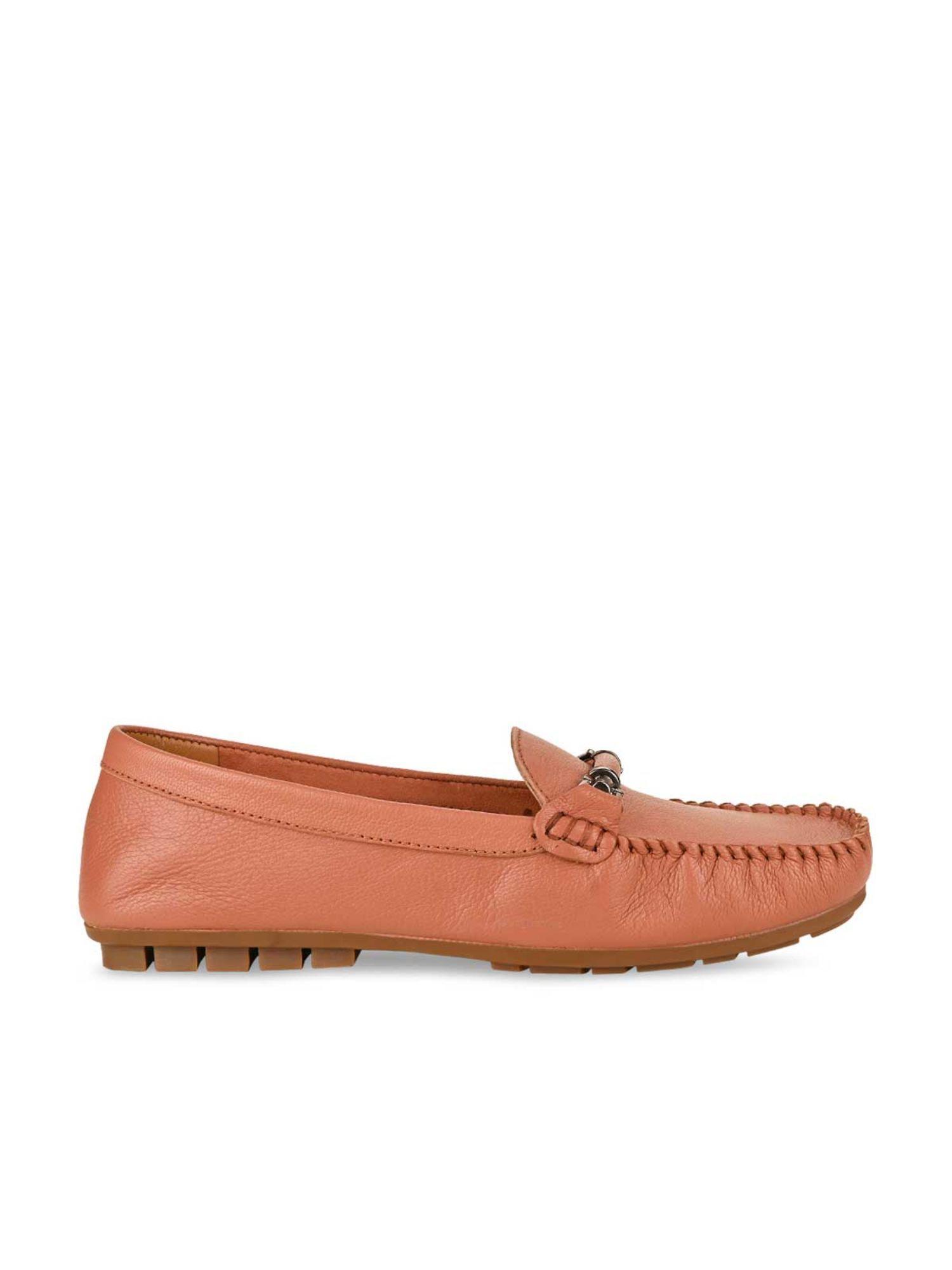 empower by regal pink women solid buckled leather loafers