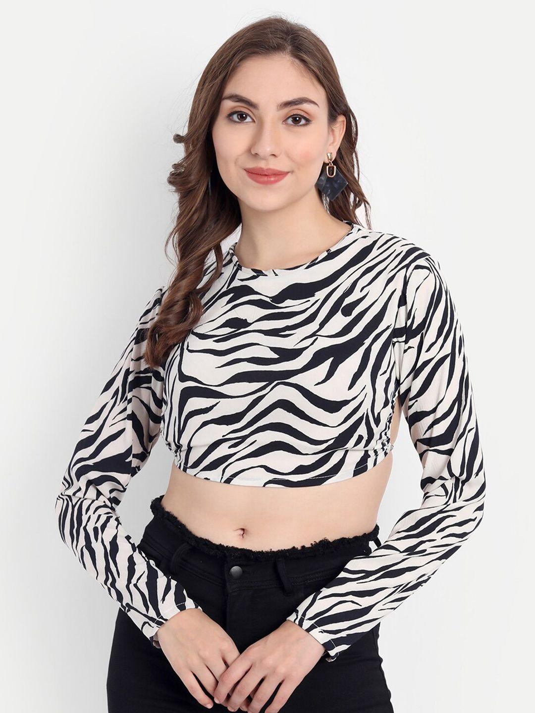 emprall multicoloured animal striped crop top