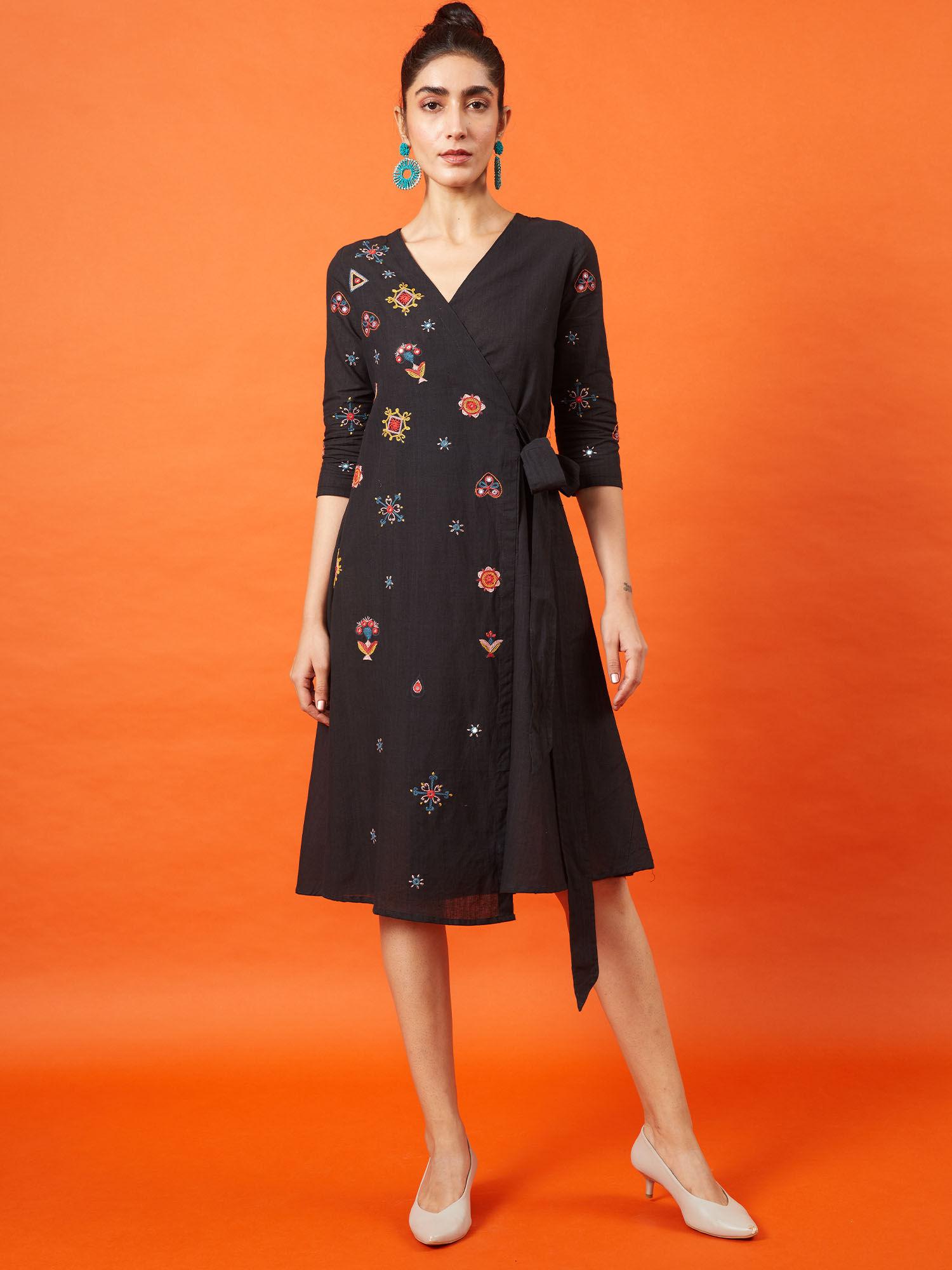 empress kutch embroidered wrap dress