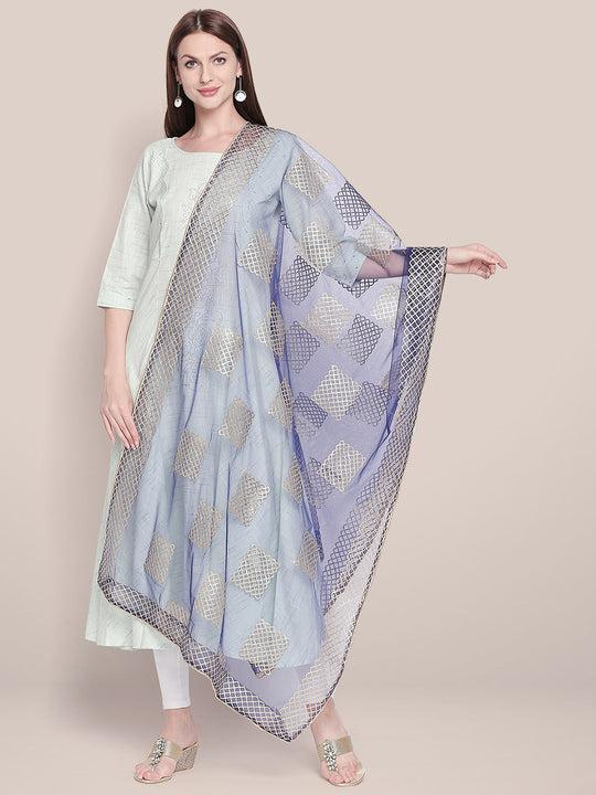 emroidered navy blue net gotta patti dupatta