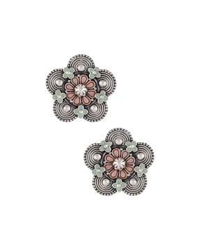 enamel chandrika flower coin studs