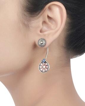 enamel coin chandrika floating stud earrings