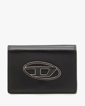 enamelled logo plaque tri-fold wallet