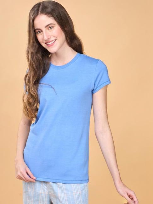 enamor cornflower blue cotton lounge t-shirt