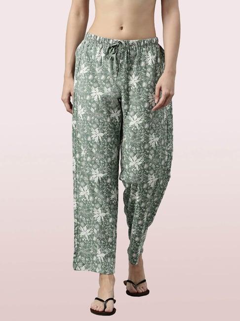 enamor green printed lounge pants