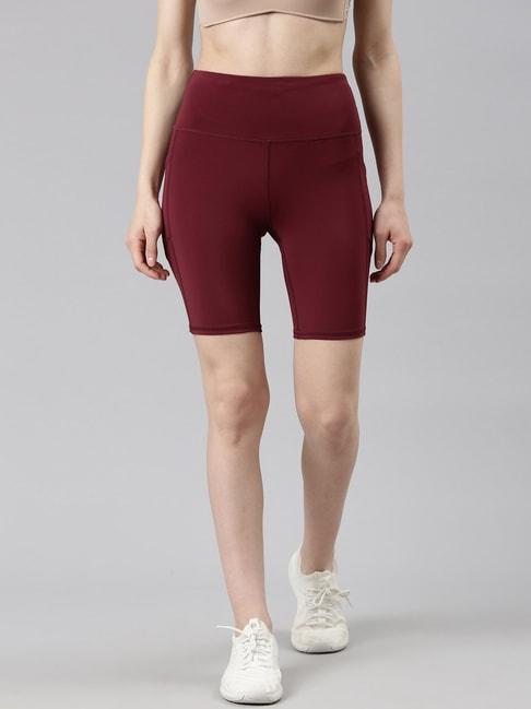 enamor maroon high rise sports shorts