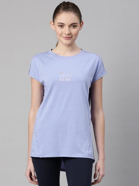 enamor powder blue cotton graphic print sports t-shirt
