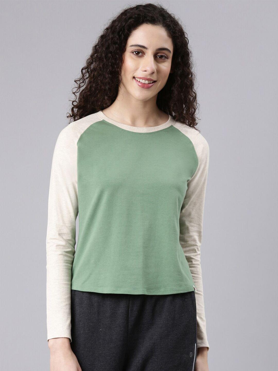 enamor raglan sleeves slim fit cotton t-shirt