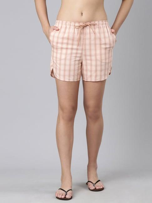 enamor soft pink cotton printed shorts