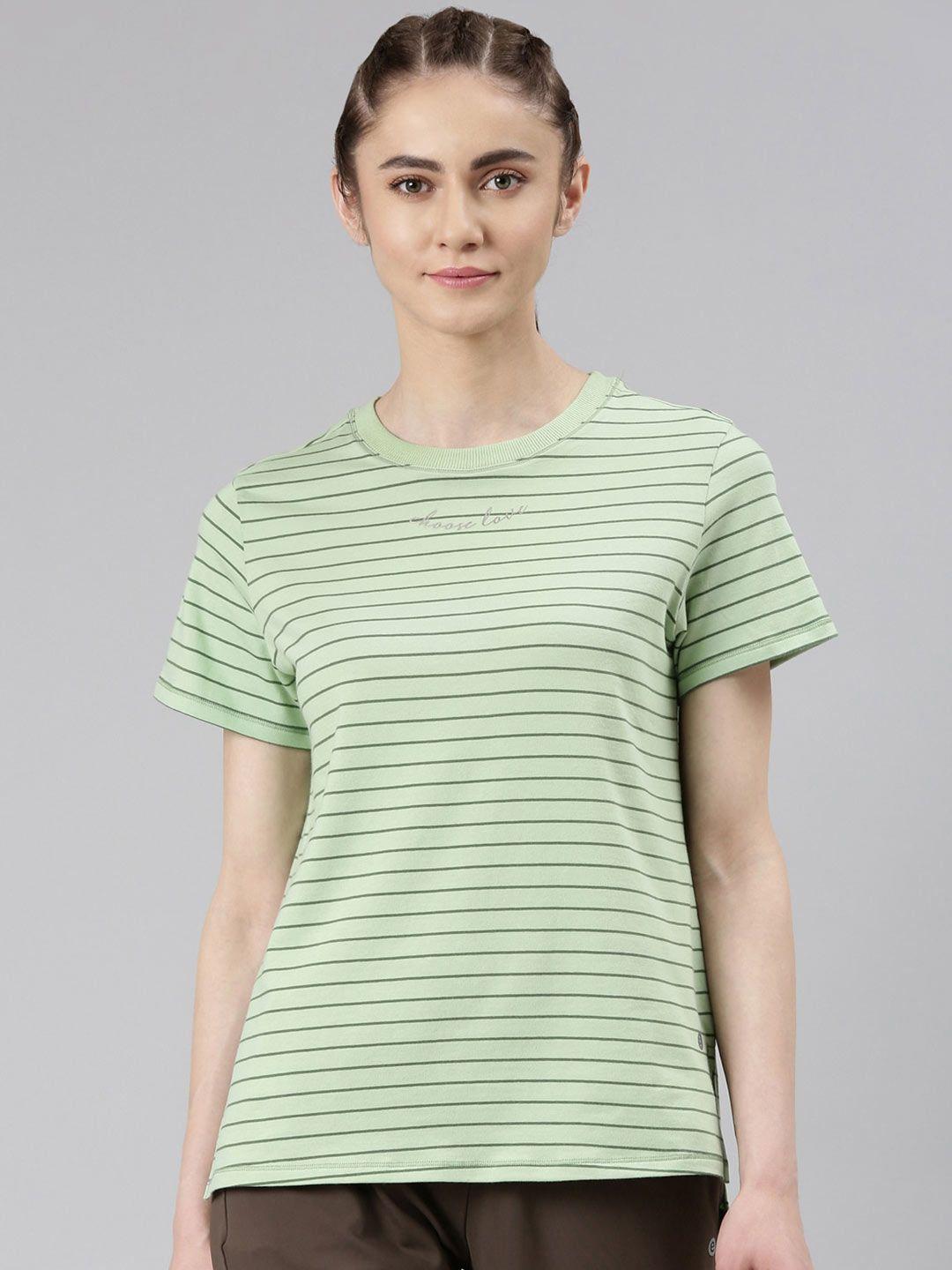 enamor striped antimicrobial active cotton t-shirt