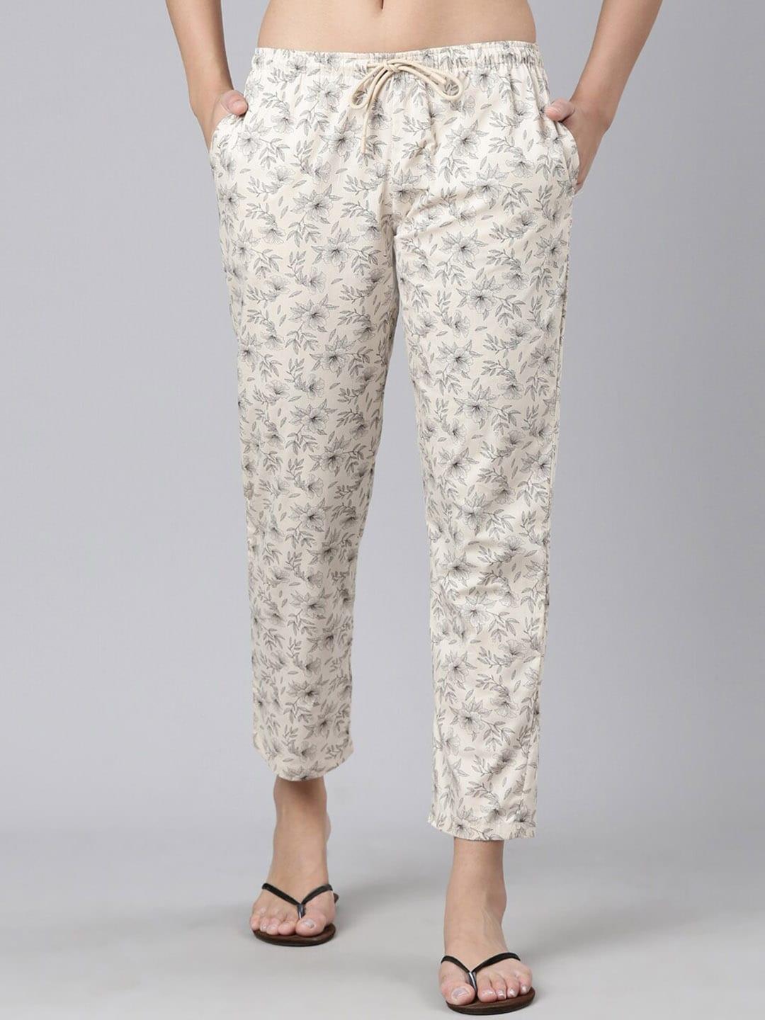 enamor women floral printed cotton lounge pants