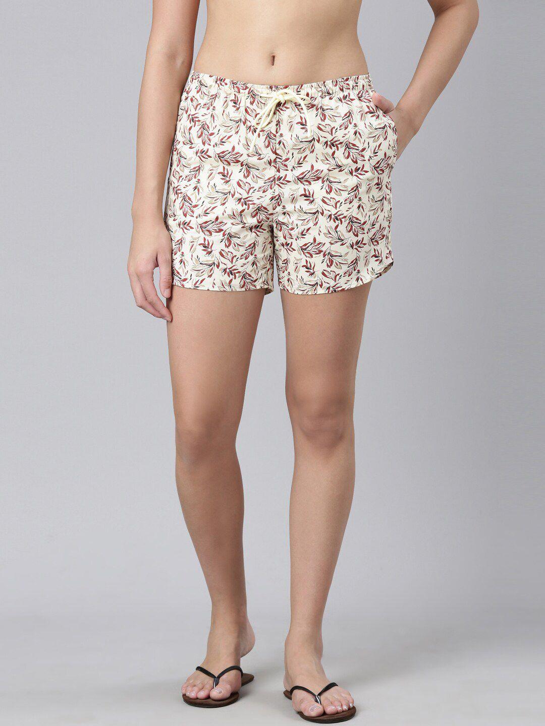 enamor women floral printed cotton lounge shorts