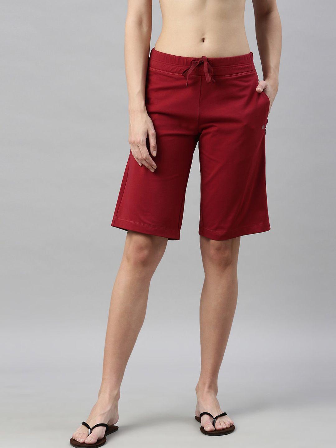 enamor women mid-rise stretch cotton city shorts with zipper pockets e044