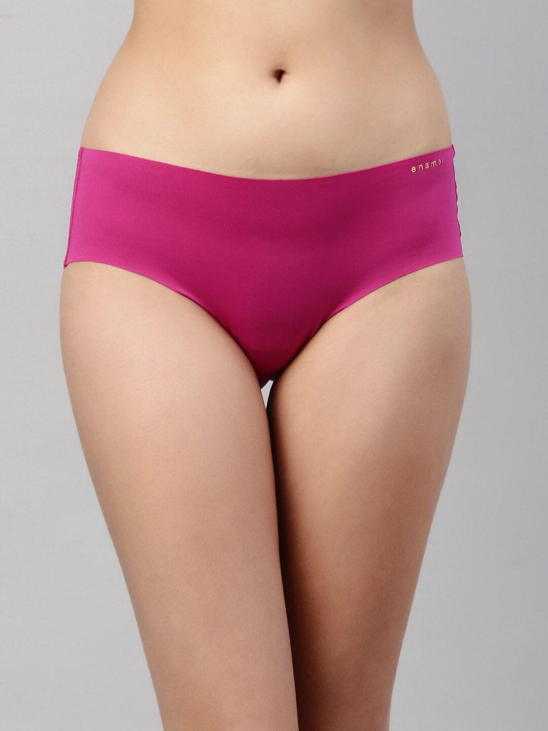 enamor women pink seamless hipster briefs mid waist full coverage - ph40