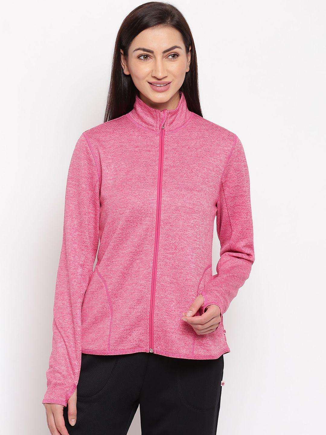 enamor women pink solid lightweight bomber jacket