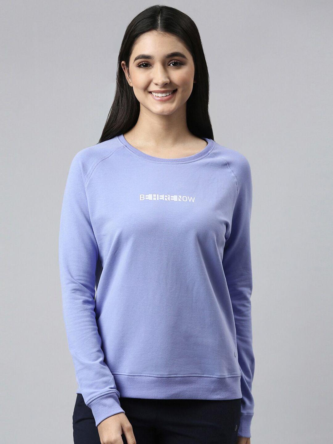 enamor women purple printed sweatshirt