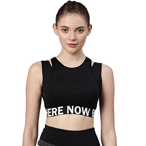 enamor athleisure-padded wirefree full coverage high impact with antimicrobial & sweat wicking longline active energy sports bra for womens-a201 (a201_jet black_l)