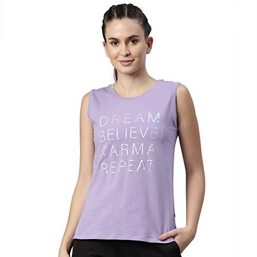 enamor athleisure women's relaxed fit sleeveless crew neck 4 way stretch antimicrobial cotton stay cool tank top - e133