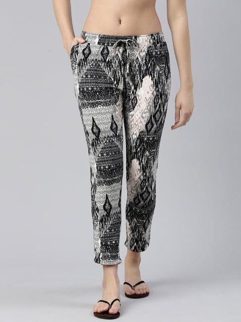 enamor black & grey printed lounge pants