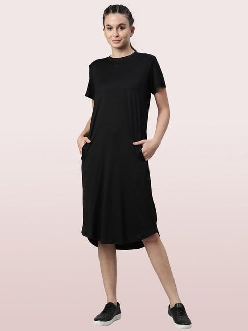 enamor black midi tunic dress