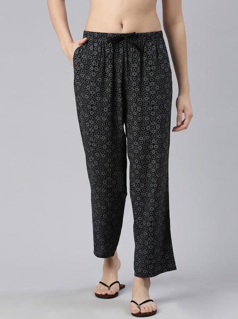 enamor black printed lounge pants