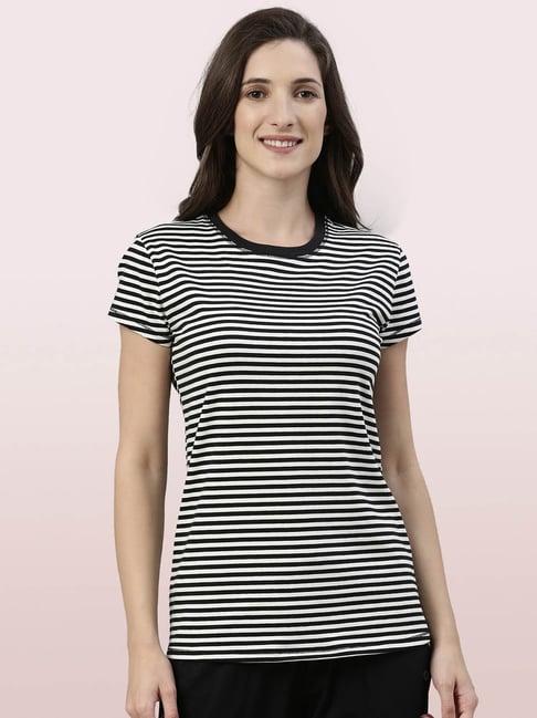 enamor black striped t-shirt