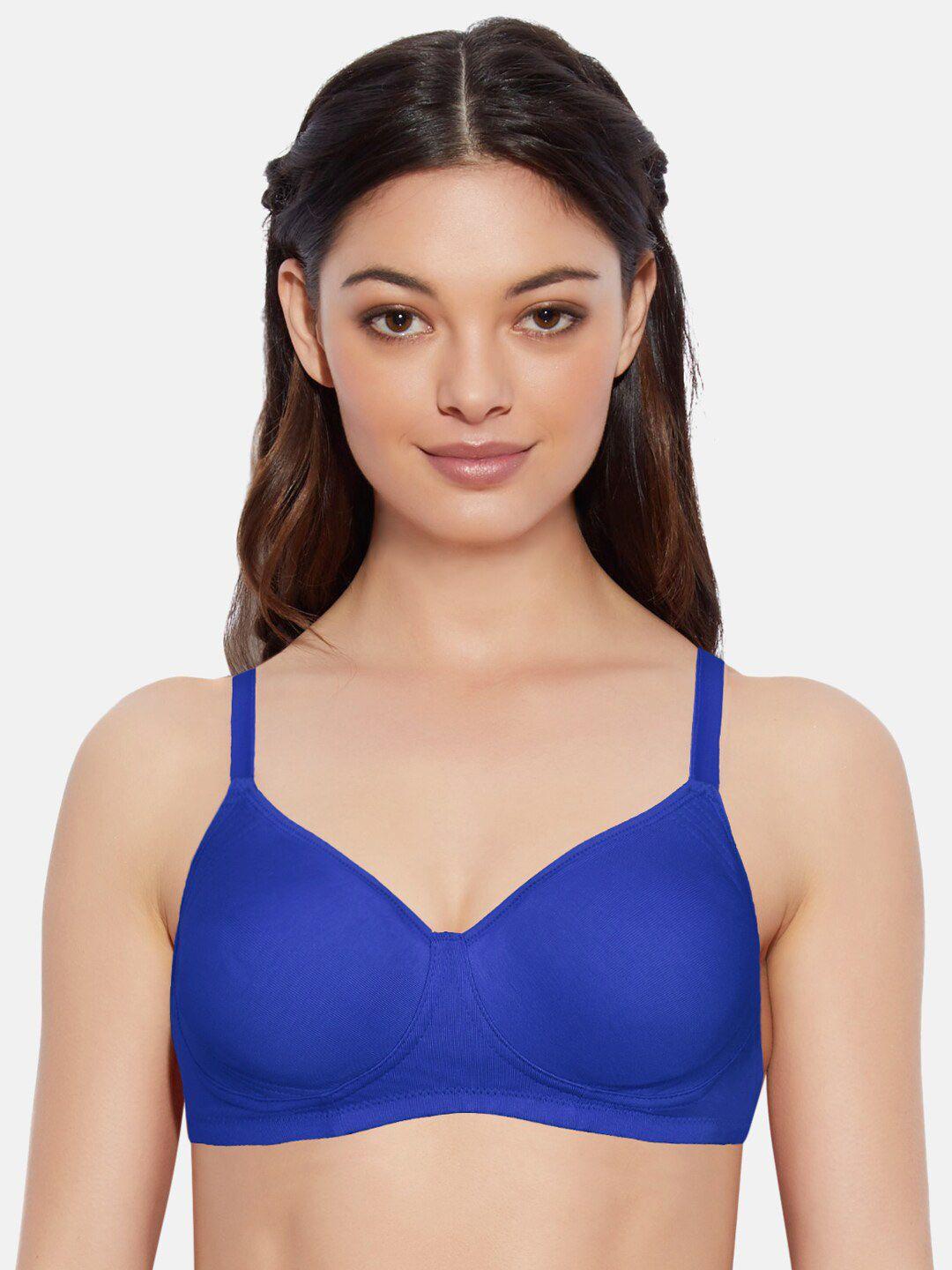 enamor blue non-wired non padded high coverage cooling tshirt bra a042