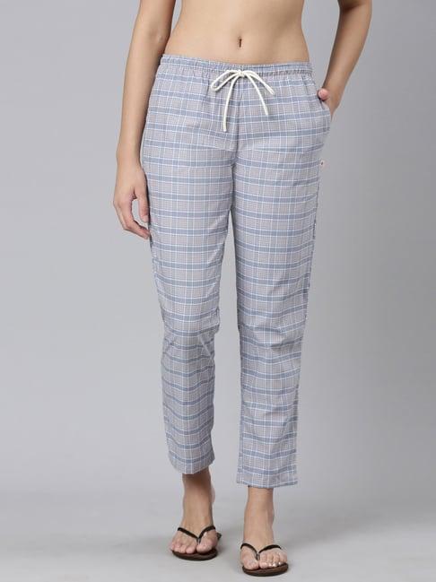 enamor bluish grey cotton printed lounge pants